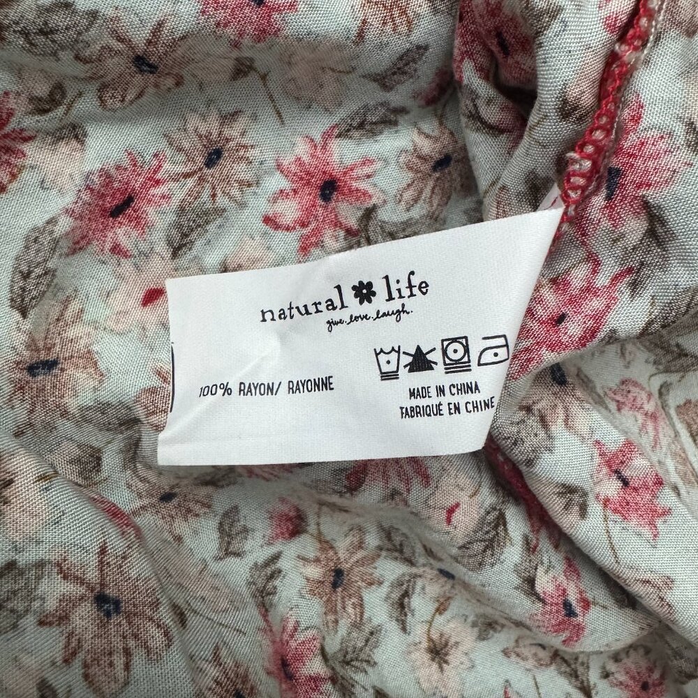 Natural Life Boho Floral Maxi Skirt Size XL Tiered Flowy Elastic Gold Red Beach - Picture 15 of 15